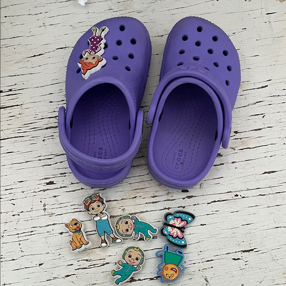 CROCS Kids Purple Sandals with Character Charms